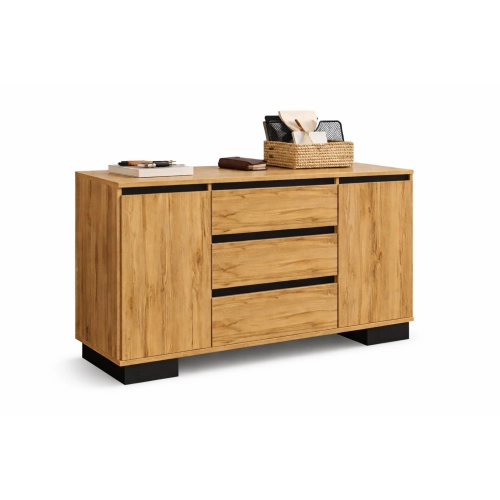 Komoda 2D3S DC ALFA Komoda z Szufladami do Salonu, Sypialni 145 cm Dąb Wotan